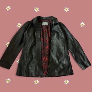 Women's Red & Black Leather Jacket